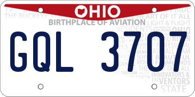 OH license plate GQL3707