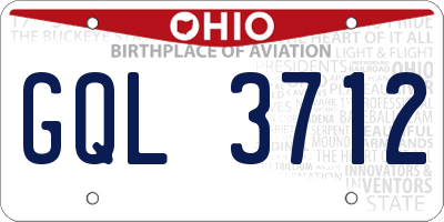 OH license plate GQL3712
