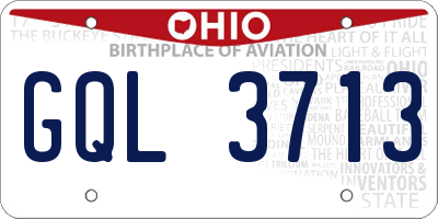 OH license plate GQL3713