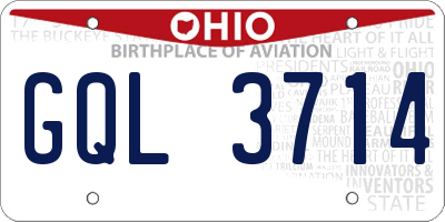 OH license plate GQL3714
