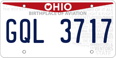 OH license plate GQL3717