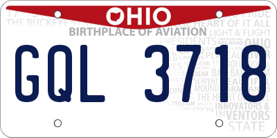 OH license plate GQL3718