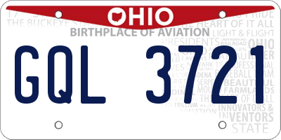 OH license plate GQL3721