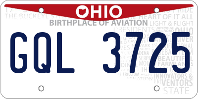 OH license plate GQL3725