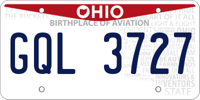 OH license plate GQL3727
