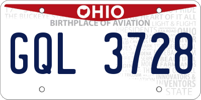 OH license plate GQL3728