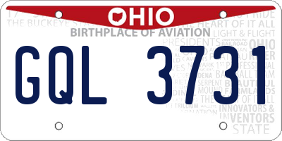 OH license plate GQL3731