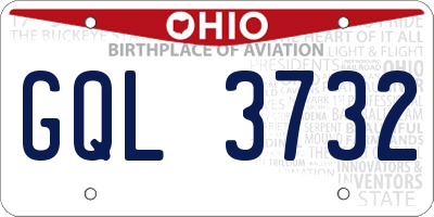 OH license plate GQL3732