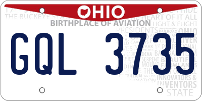 OH license plate GQL3735