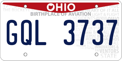 OH license plate GQL3737