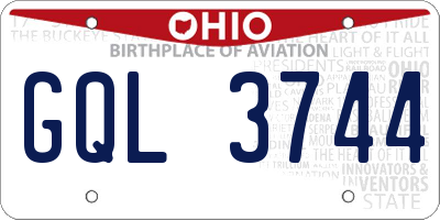 OH license plate GQL3744