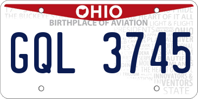 OH license plate GQL3745