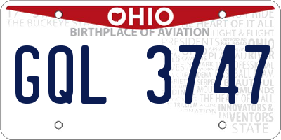 OH license plate GQL3747