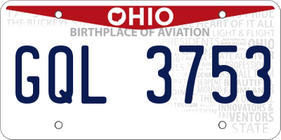 OH license plate GQL3753