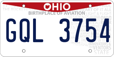 OH license plate GQL3754