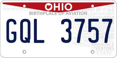OH license plate GQL3757