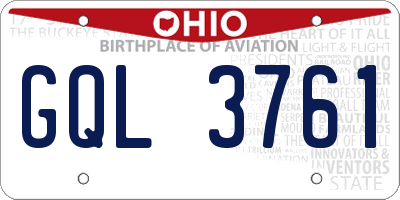 OH license plate GQL3761