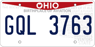 OH license plate GQL3763