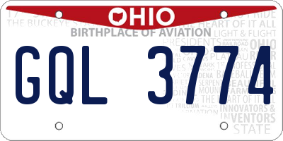 OH license plate GQL3774