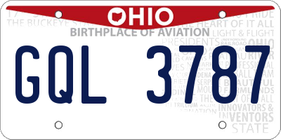 OH license plate GQL3787