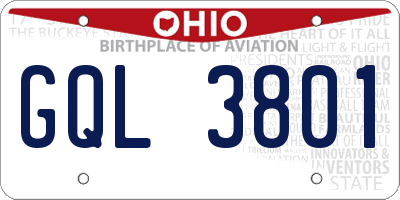 OH license plate GQL3801