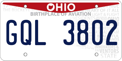 OH license plate GQL3802