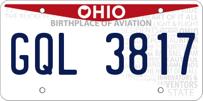 OH license plate GQL3817