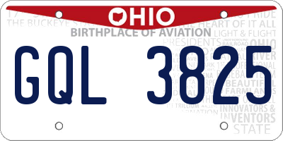 OH license plate GQL3825