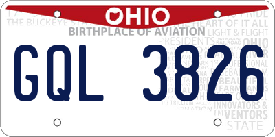 OH license plate GQL3826