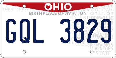 OH license plate GQL3829