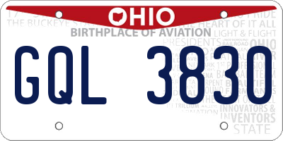 OH license plate GQL3830