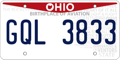 OH license plate GQL3833