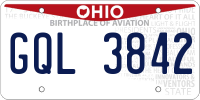OH license plate GQL3842