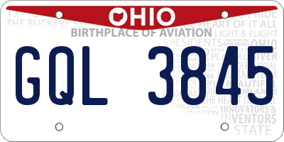 OH license plate GQL3845