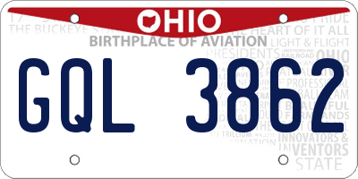 OH license plate GQL3862