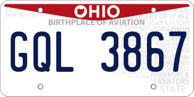 OH license plate GQL3867