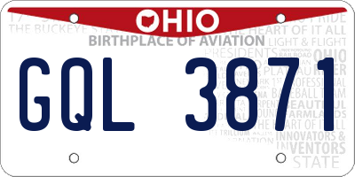 OH license plate GQL3871
