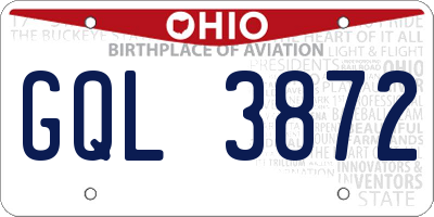 OH license plate GQL3872