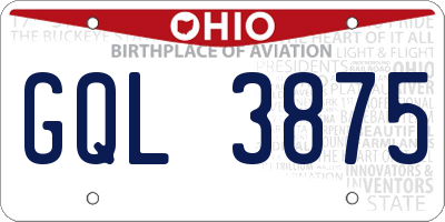 OH license plate GQL3875