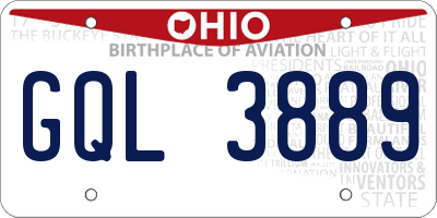 OH license plate GQL3889