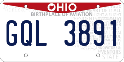 OH license plate GQL3891