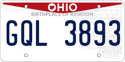 OH license plate GQL3893