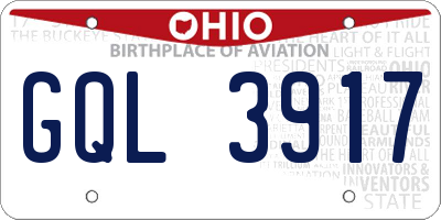 OH license plate GQL3917