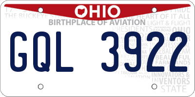 OH license plate GQL3922