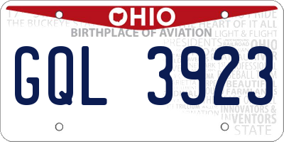 OH license plate GQL3923