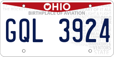 OH license plate GQL3924