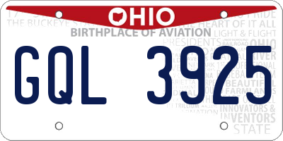 OH license plate GQL3925