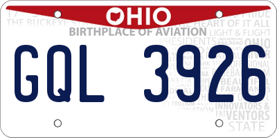 OH license plate GQL3926