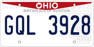 OH license plate GQL3928