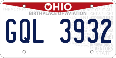OH license plate GQL3932